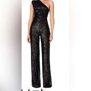 Elegant Black Sequin One-Shoulder Jumpsuit